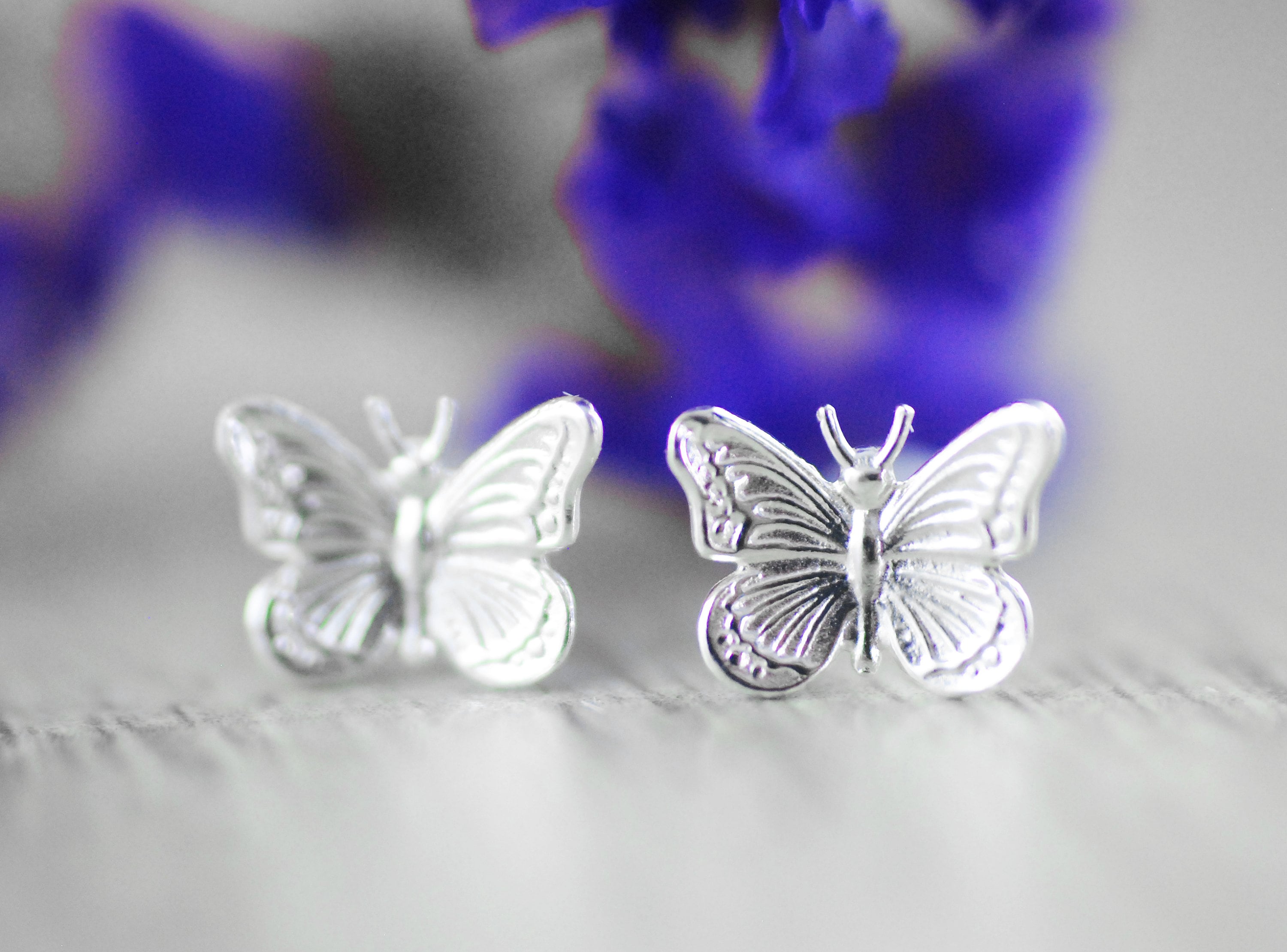 silber schmetterling Ohrstecker