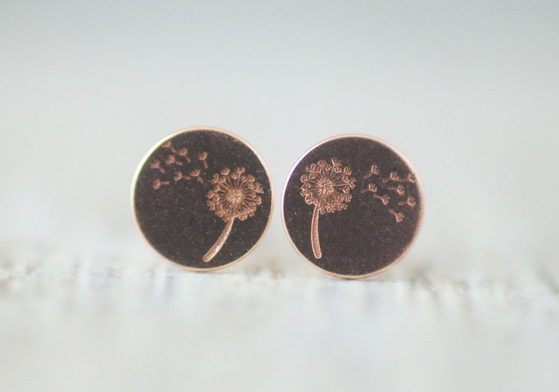 Rose gold plated earrings 18K Dandelion image 3