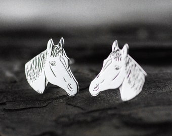 925 silver stud earrings horse