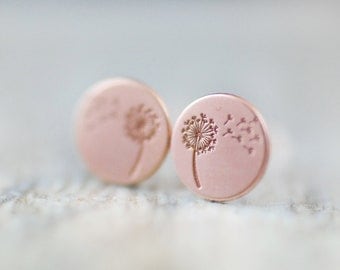 Rose gold plated stud earrings 18K "Dandelion"