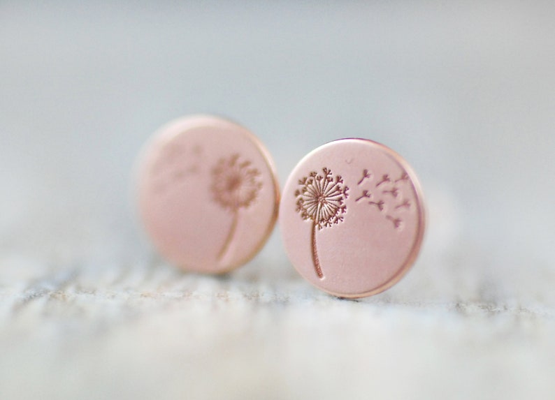 Rose gold plated earrings 18K Dandelion image 1