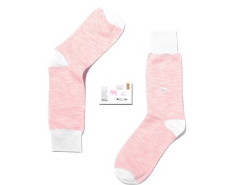 Elephant cotton, eco friendly, pink and white speckled animal sock