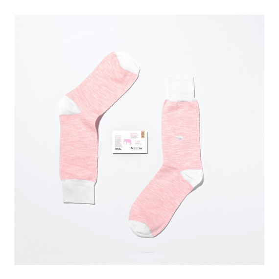 Large Elephant bamboo and cotton, eco friendly, pink and white animal socks