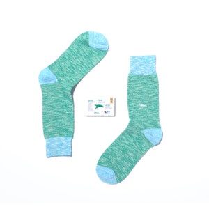 Turtle organic cotton, eco friendly, green and blue animal socks image 1