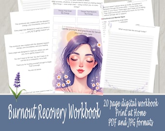 Burnout Recovery Workbook: Self-Care Journal for Women (PDF/JPG A4)