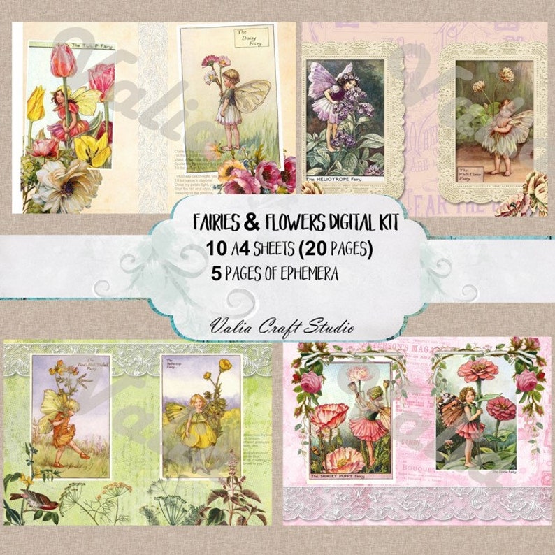 Fairies and flowers digital kit Printable Journal Kit Etsy