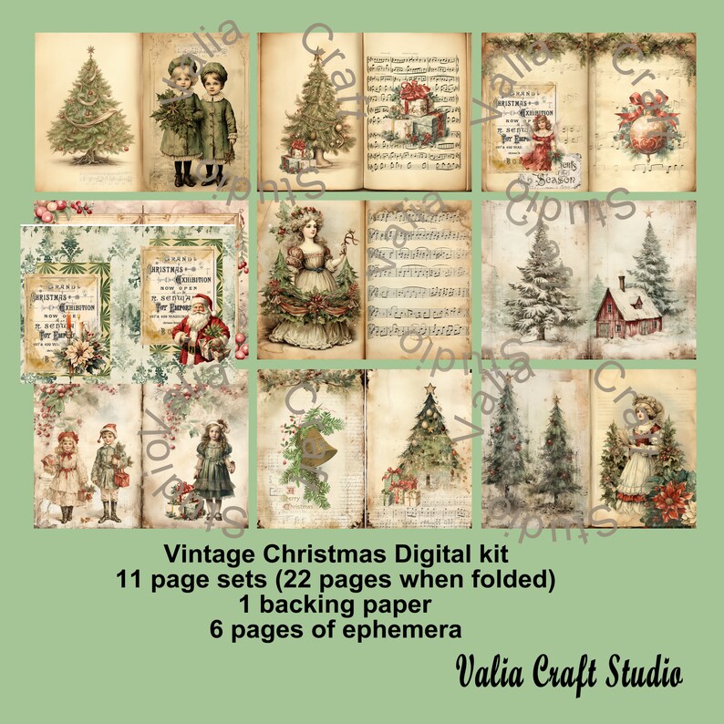 Digital Kit, Vintage Christmas Junk Journal Kit, Printable, Journal Kit ...