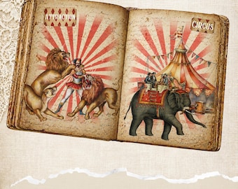 Vintage Circus Junk Journal Kit, Printable Circus pages (Digital Download)