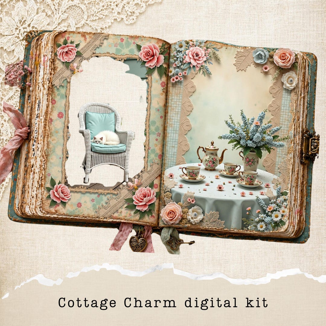 Cottage Charm Junk Journal Kit: Printable Cottagecore Ephemera ...