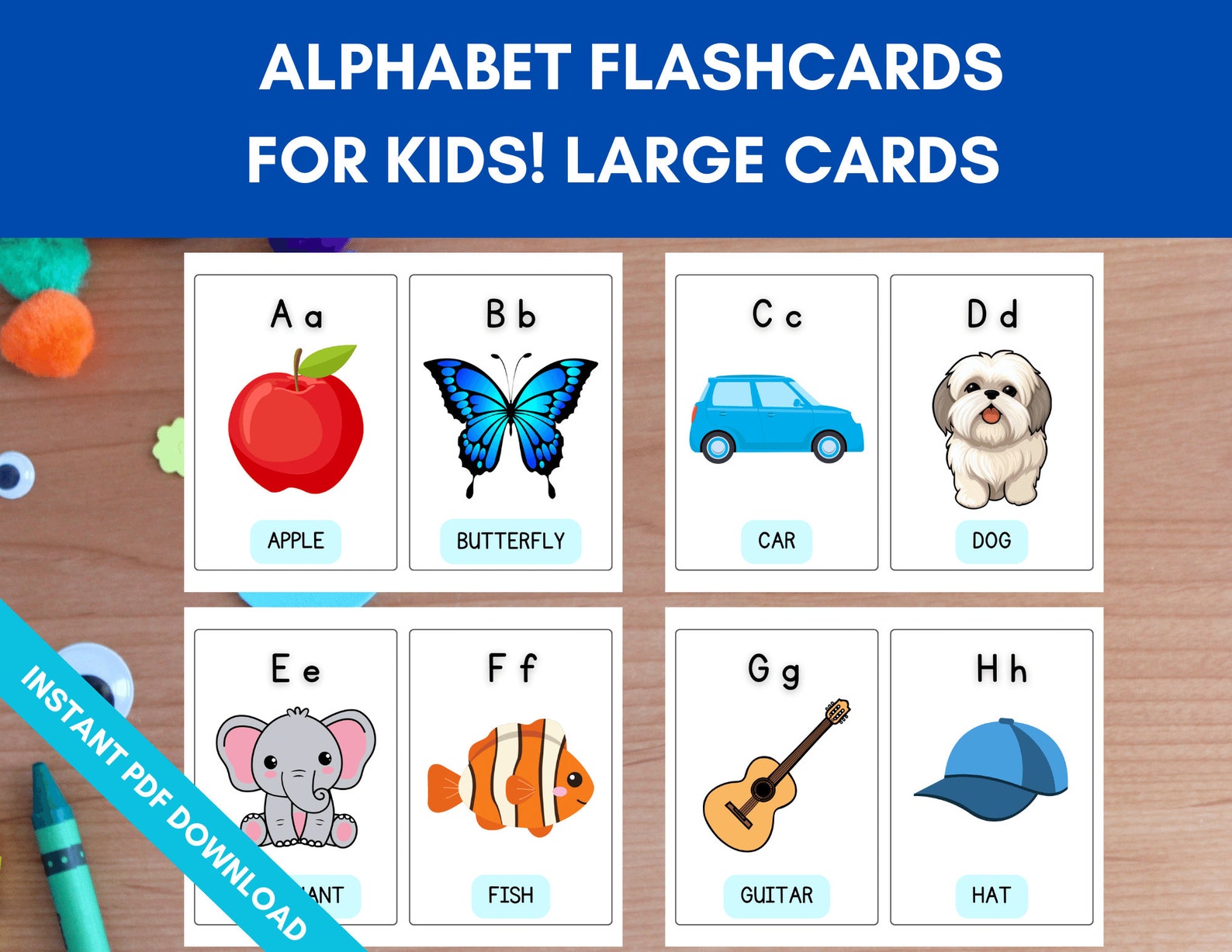 Printable Alphabet Small and Large Flash Cards for Toddlers