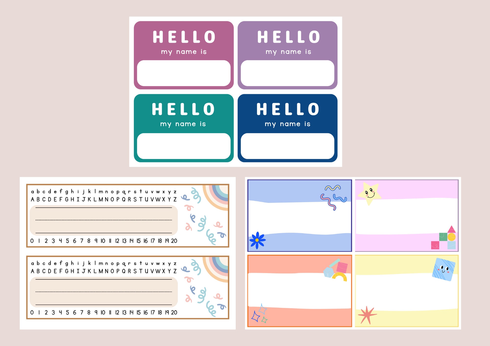 Printable Blank Name Tags Kids Kindergarten Preschool Toddlers Name Tags Desk Tags Printable Blank Name Tags Kids Kindergarten Preschool Toddlers Name Tags Desk Tags