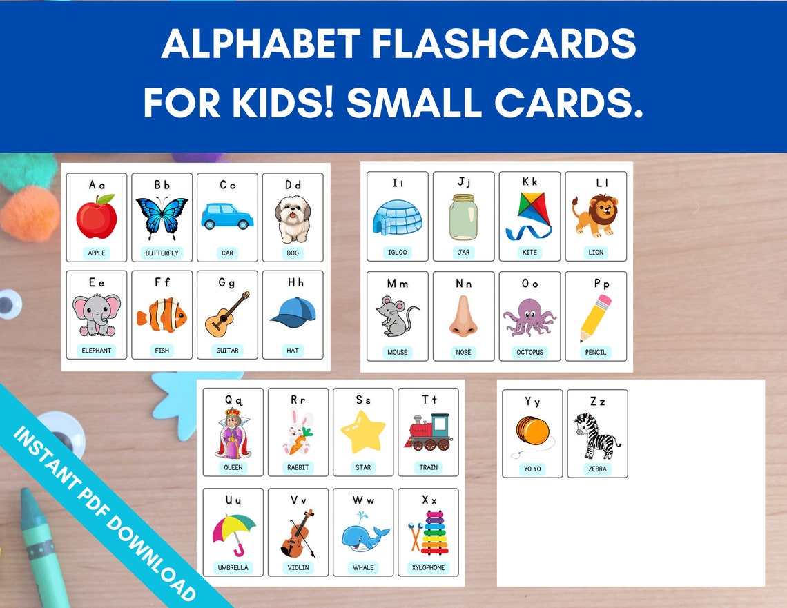 Printable Alphabet Small and Large Flash Cards for Toddlers