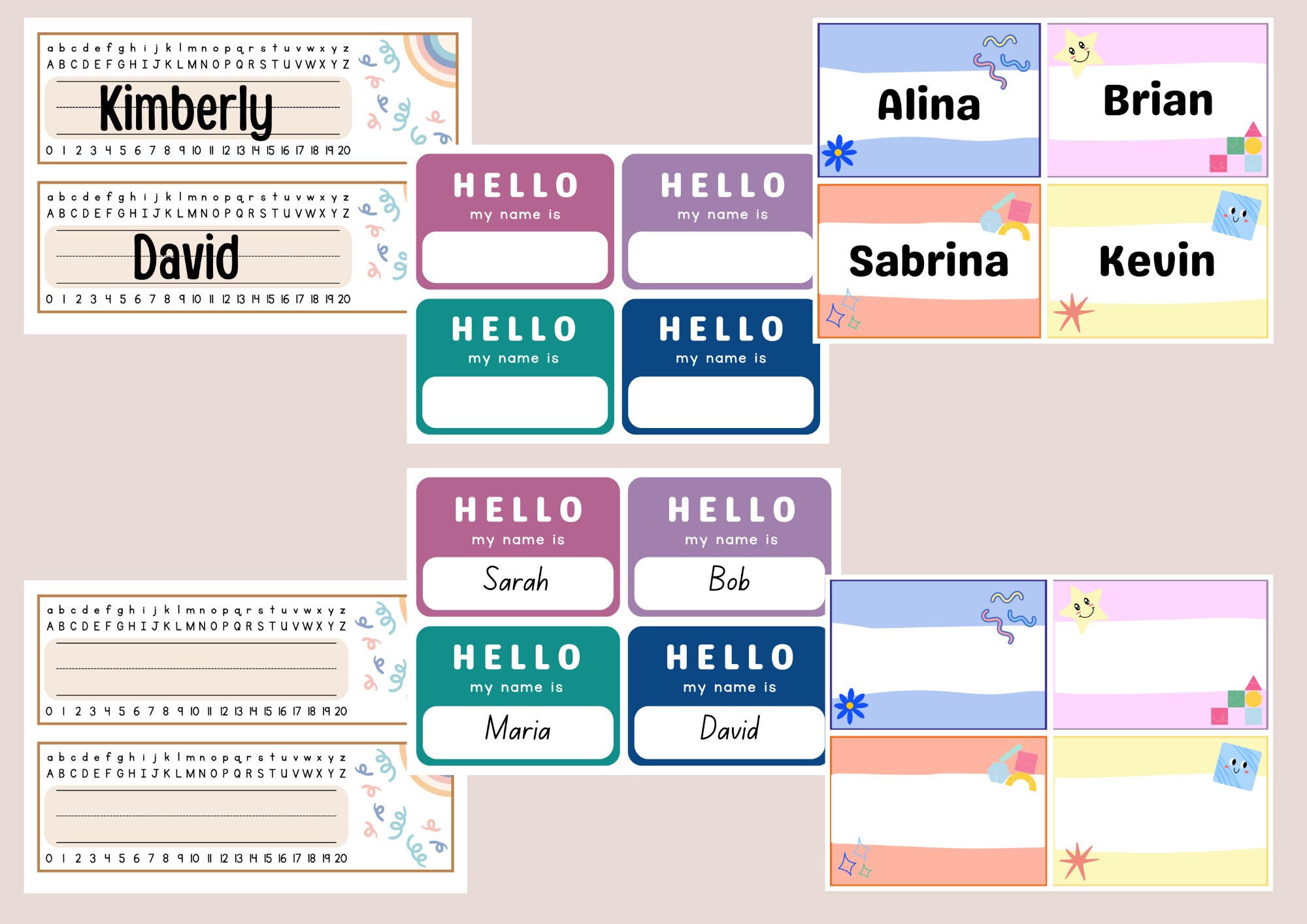 Printable Blank Name Tags Kids Kindergarten Preschool Toddlers Name Tags Desk Tags Printable Blank Name Tags Kids Kindergarten Preschool Toddlers Name Tags Desk Tags