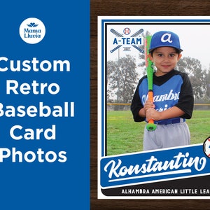 Download digitale di foto di carte da baseball retrò personalizzate