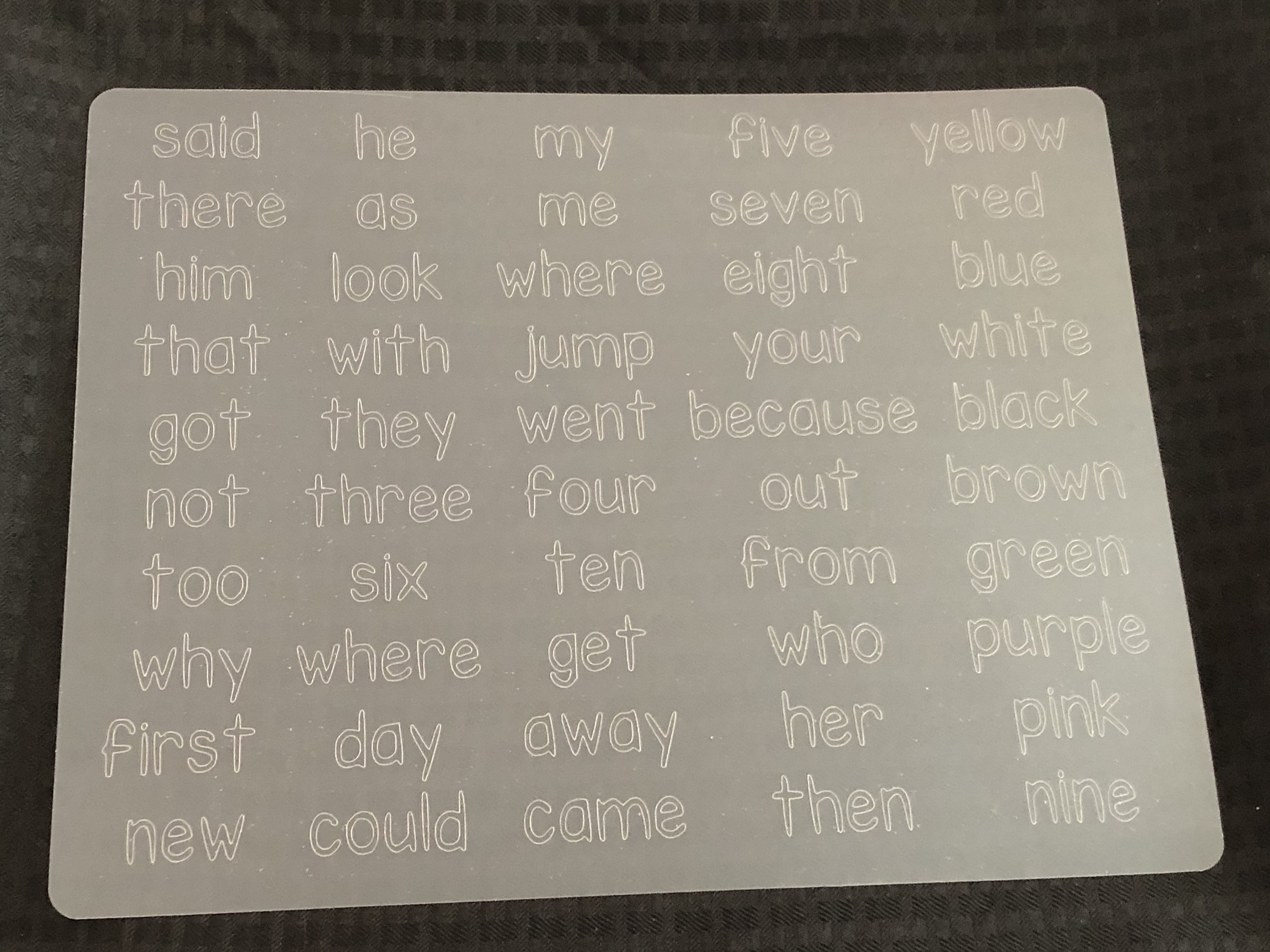 Sight Words II 50 Sight Words Dry Erase Tracing Mat Dry Etsy