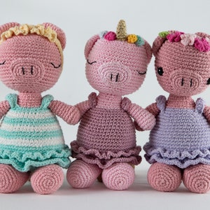 Nina the Pig crochet pattern, amigurumi pig instant download, crochet amigurumi pattern, crochet doll pattern