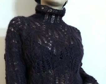 thick mohair soft mohair outfit fitted sweater handmade mohair sweater chunky mohair pullover hand knitted mohair jumper