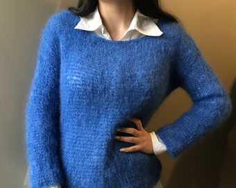 handmade mohair sweater chunky mohair pullover hand knitted mohair jumper thick mohair soft mohair outfit fitted sweater