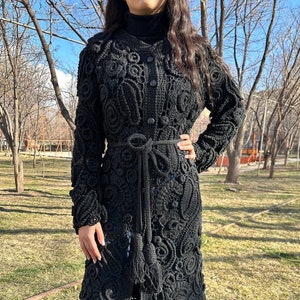 Handmade gehäkelte Leinen Kleid Kleid aus 100% Leinen ...