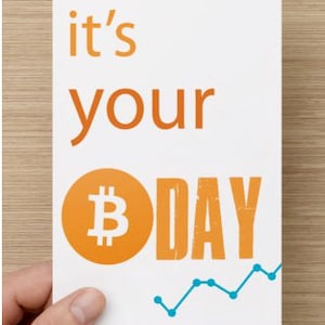 Bitcoin Geburtstagskarte Kryptowährung - DIGITALDRUCK (5 x 7)