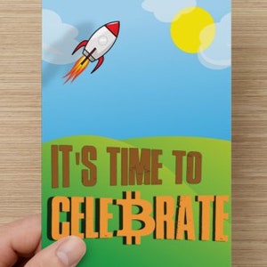Bitcoin-verjaardagskaart Raketschip, HODL! Moon Mission crypto-DIGITALE PRINT (5 x 7)