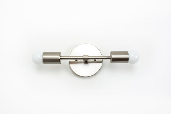 Brushed Nickel Vanity Light Wall Sconce Bathroom Lights Etsy