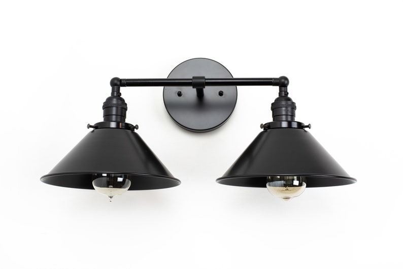 Black Vanity Light Industrial Bathroom Lights 2 Bulb Sconce Fixture Farmhouse Lighting