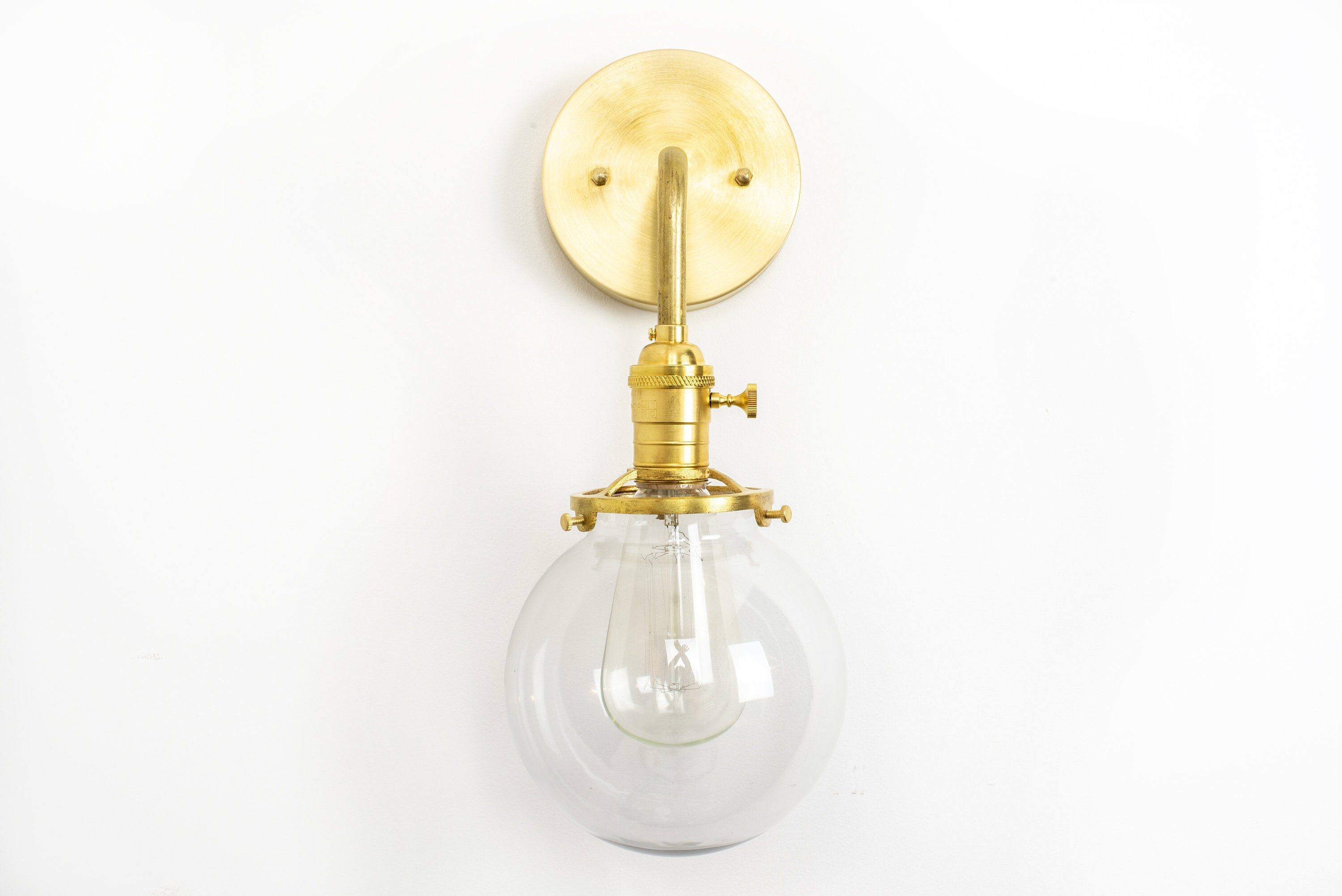 Mid Century Wall Lamp Brass Sconce Globe Lamp Sconce Etsy