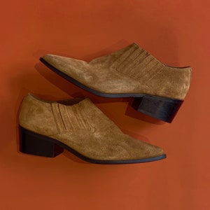 Suede brown western ankle cowboy booties women’s size 7