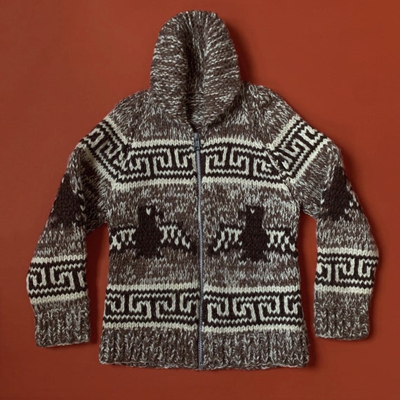 Vintage 70’s thunderbird wool Cowichan sweater