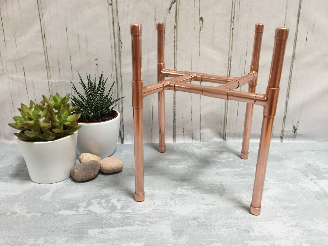 Large Copper Plant Stand holds 10 inch pot Retro Inspired Etsy