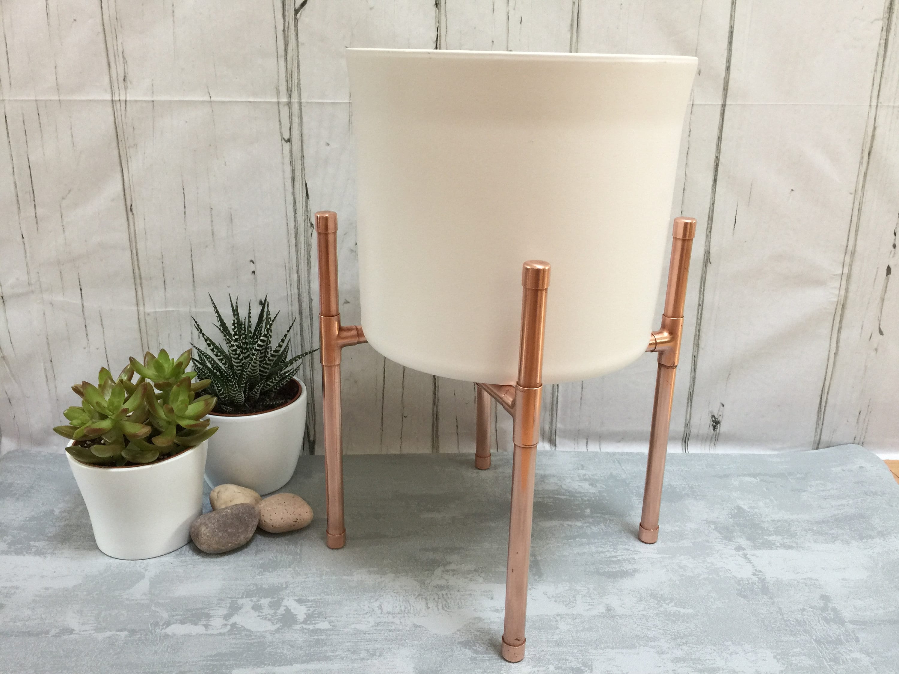 Large Copper Plant Stand holds 10 inch pot Retro Inspired Etsy