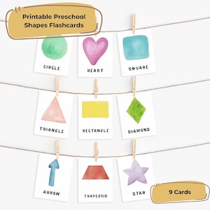 Printable Shapes Flash Cards – Geometric Shape Learning for Kids – Preschool & Toddler Educational Activity – Learn Shapes –Digital Download
