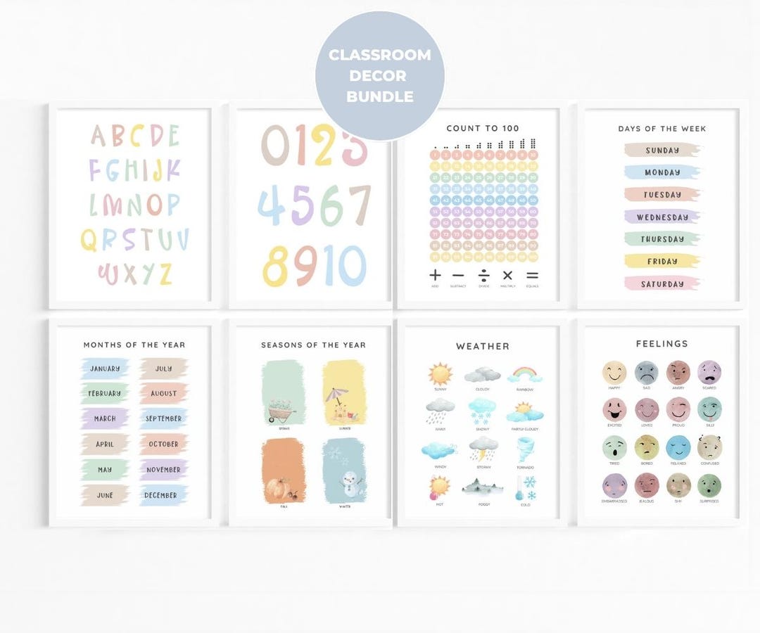 Classroom Decor Bundle – Pastel Educational Posters for Preschool ...