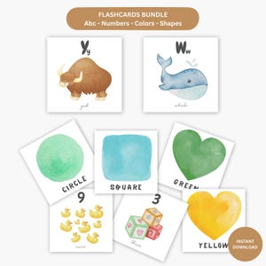 Montessori Flashcards Bundle: ABC, Numbers, Colors, Shapes | Digital Download