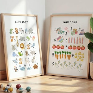 ABC Alphabet Poster & Numbers Poster Bundle | Educational Wall Art for Kids | Nursery Printable | Classroom Decor | Digital Download