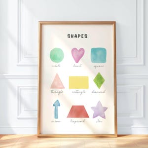Printable Shapes Poster – Geometric Shapes Wall Art – Kids Room & Nursery Educational Print – Learn Shapes Chart – Digital Download