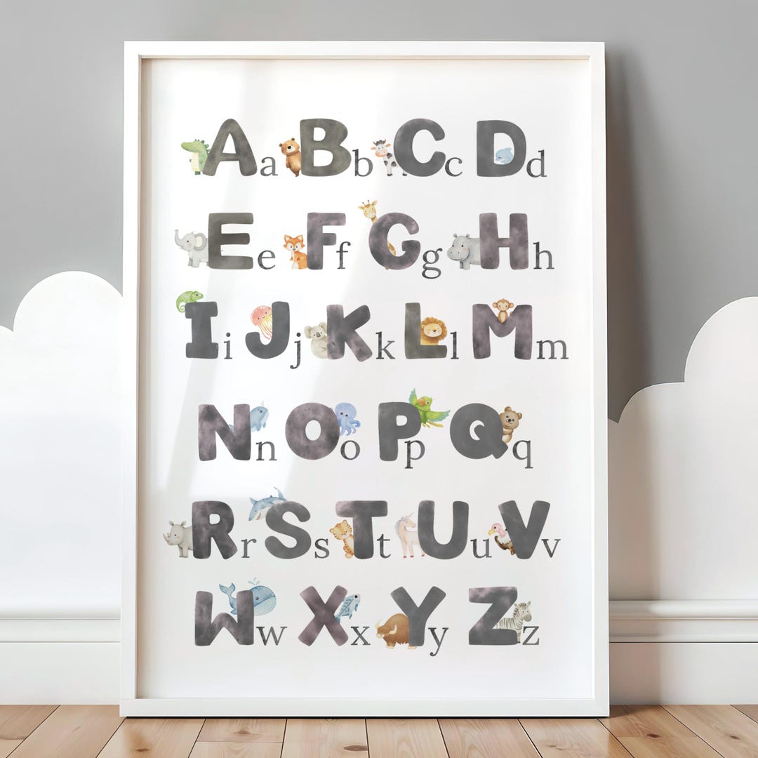 Animal Alphabet Poster – ABC Animals Wall Art for Kids, Montessori ...