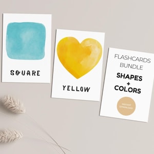 Montessori Flashcards Bundle | Printable Colors + Shapes Cards for Kids | Educational Learning Cards, Preschool Wall Art
