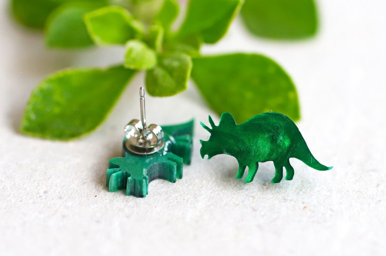 Dinosaur Jewelry Gift Box / Dinosaur Stud Earrings 3 Pair / Etsy
