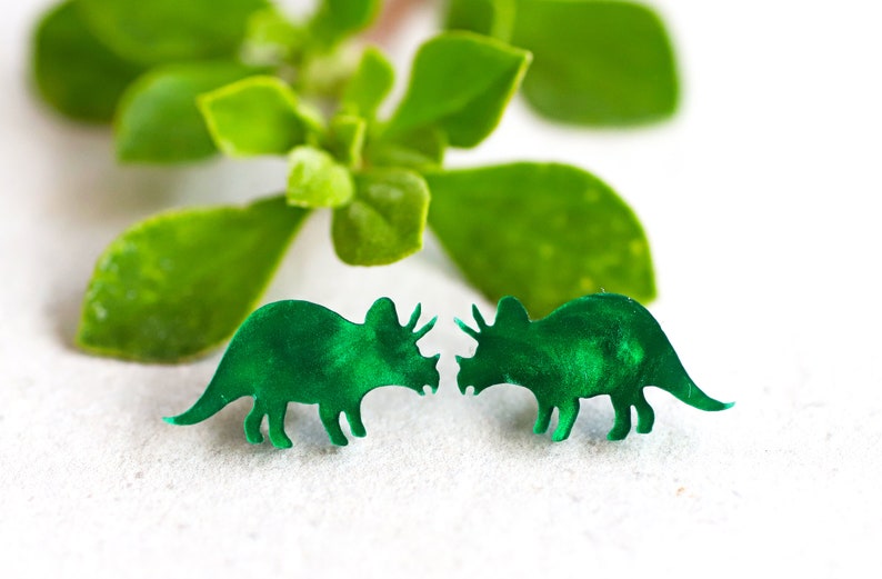 Dinosaur Jewelry Gift Box / Dinosaur Stud Earrings 3 Pair / Etsy