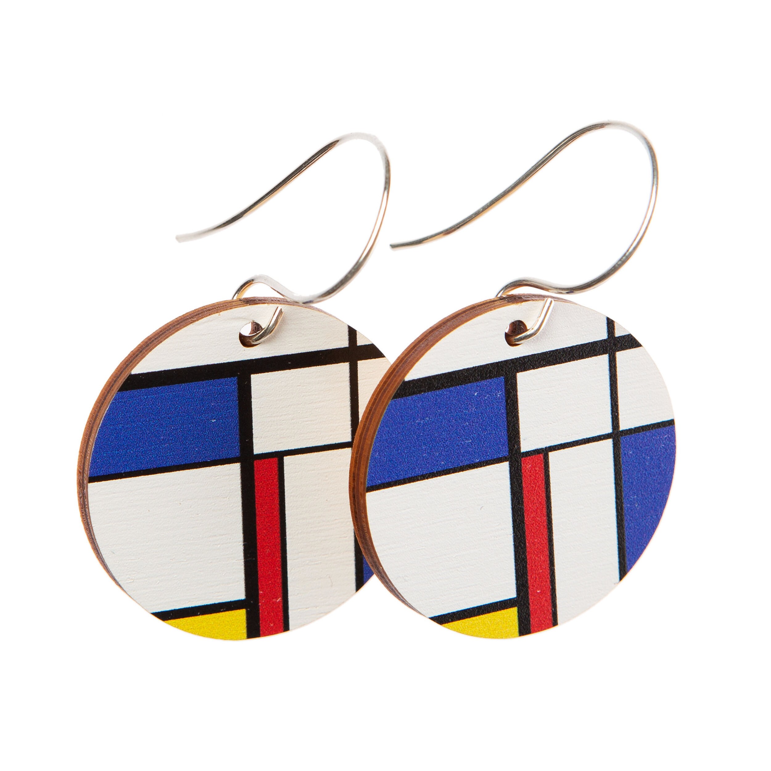 Hook Statement Earrings Mod Block Colour Wood Statement Etsy