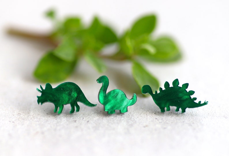Dinosaur Jewelry Gift Box / Dinosaur Stud Earrings 3 Pair / Etsy