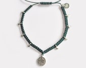 handmade foot chain with silver Ottoman coin and crescent moon choice of 15 ribbon colours