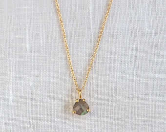 Sustainable 925 silver necklace with real labradorite pendant, necklace with mini triangle pendant