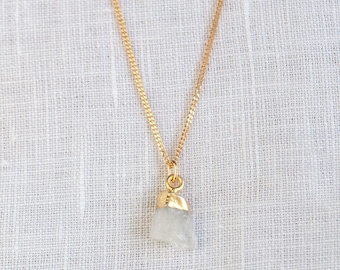 Sustainable 925 silver necklace with raw moonstone pendant, necklace with real gemstone, bridal jewelry, June birthstone