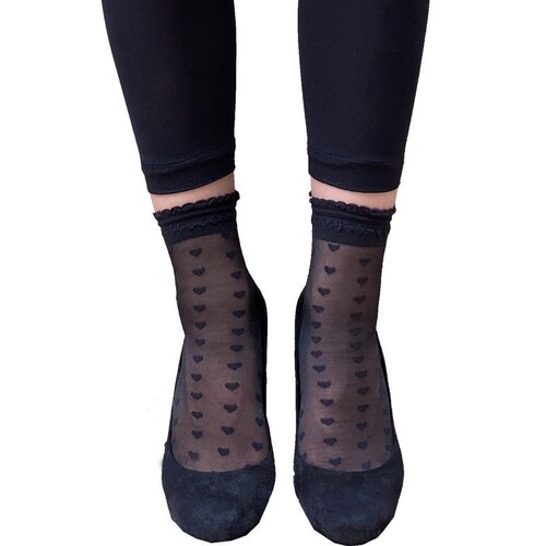 Women's Black Sheer Ankle Socks With a Sparkly Trim Cute Etsy