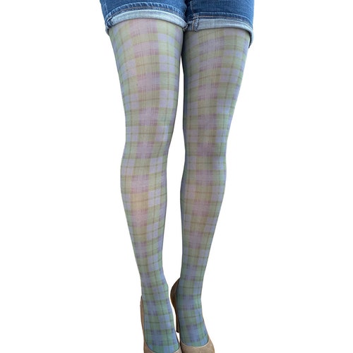 Green Trees Patterned Tights for Women Available in Plus Etsy