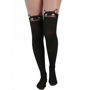 Black Cat Illusion Thigh High for Women
