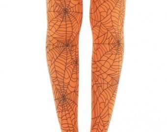 Webs detail Girls Pink Orange or Yellow Tights with Spiders